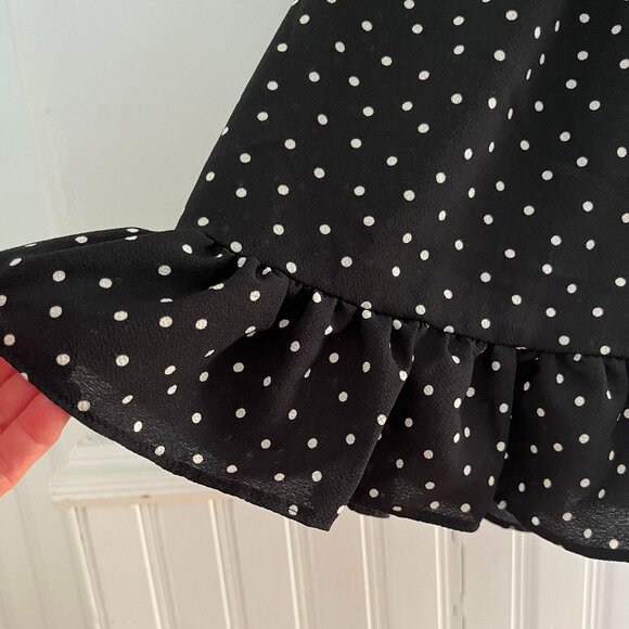 ASOS Curve  Long Sleeve Black and White Polka Dot Mini Dress, Size 14 - Picture 8 of 15